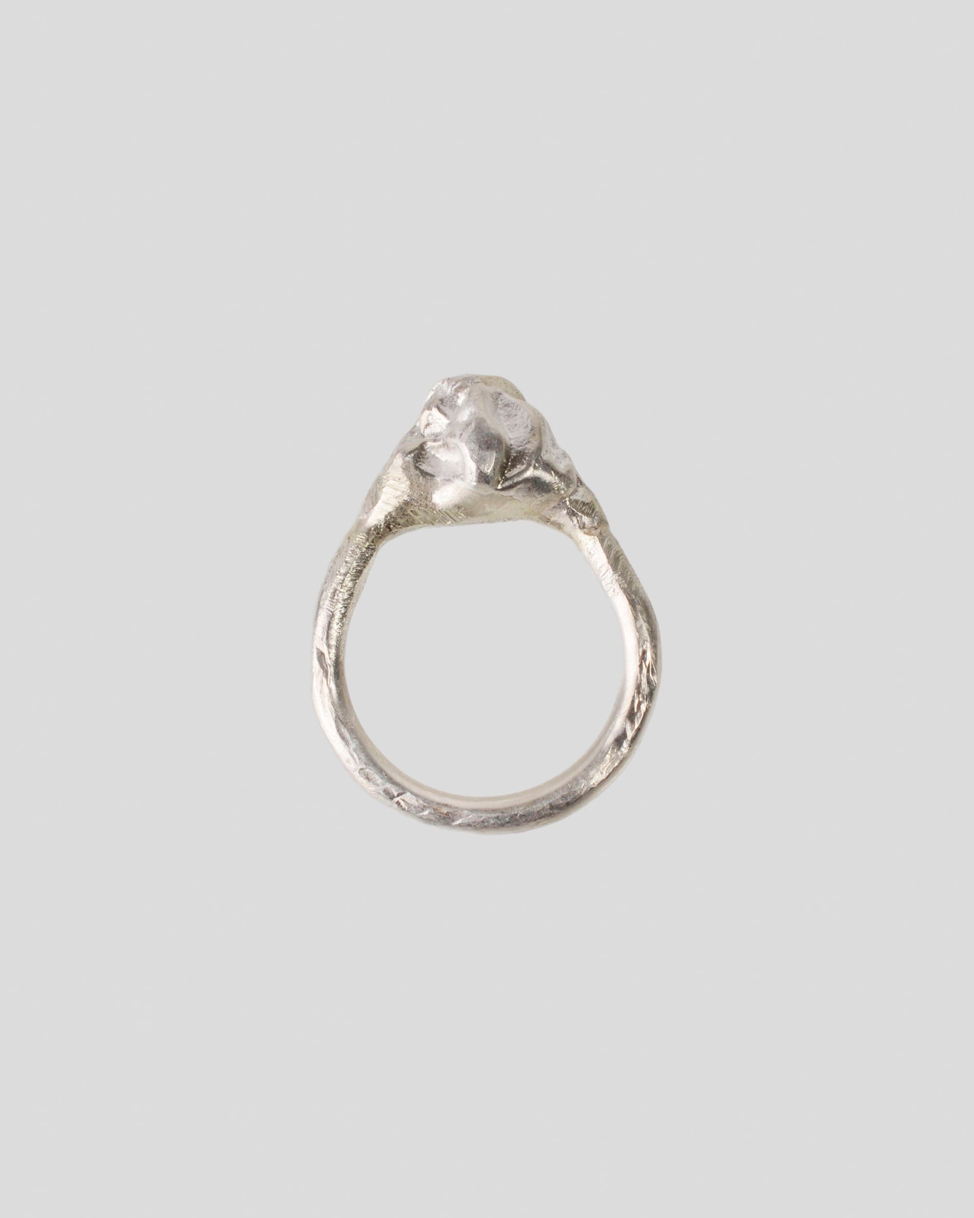 Raw textured silver ring – artisan-crafted with bold natural form
