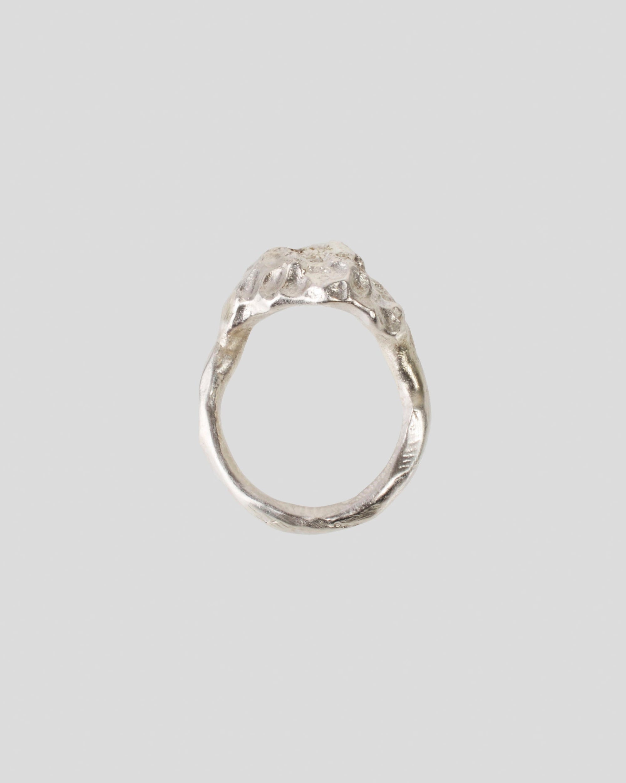 silver ring with champagne diamonds -crafted fine jewelry